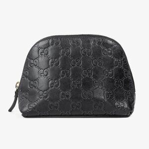 Gucci Guccisimma GG Black Leather Cosmetic Case
